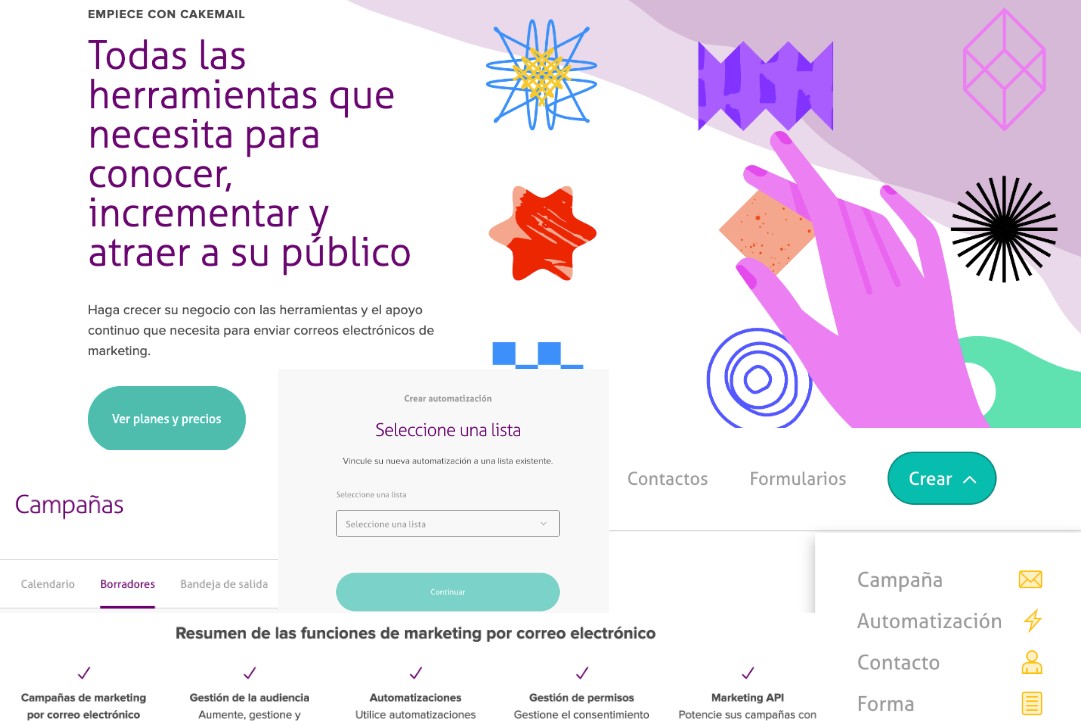 Cakemail est une application de marketing par courrier électronique disponible en espagnol. 