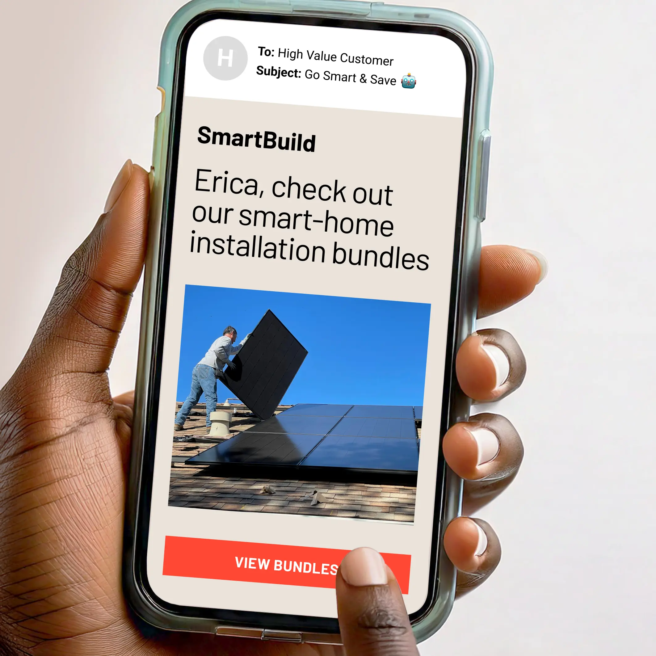 Un courriel pour entrepreneurs affiché sur un téléphone.