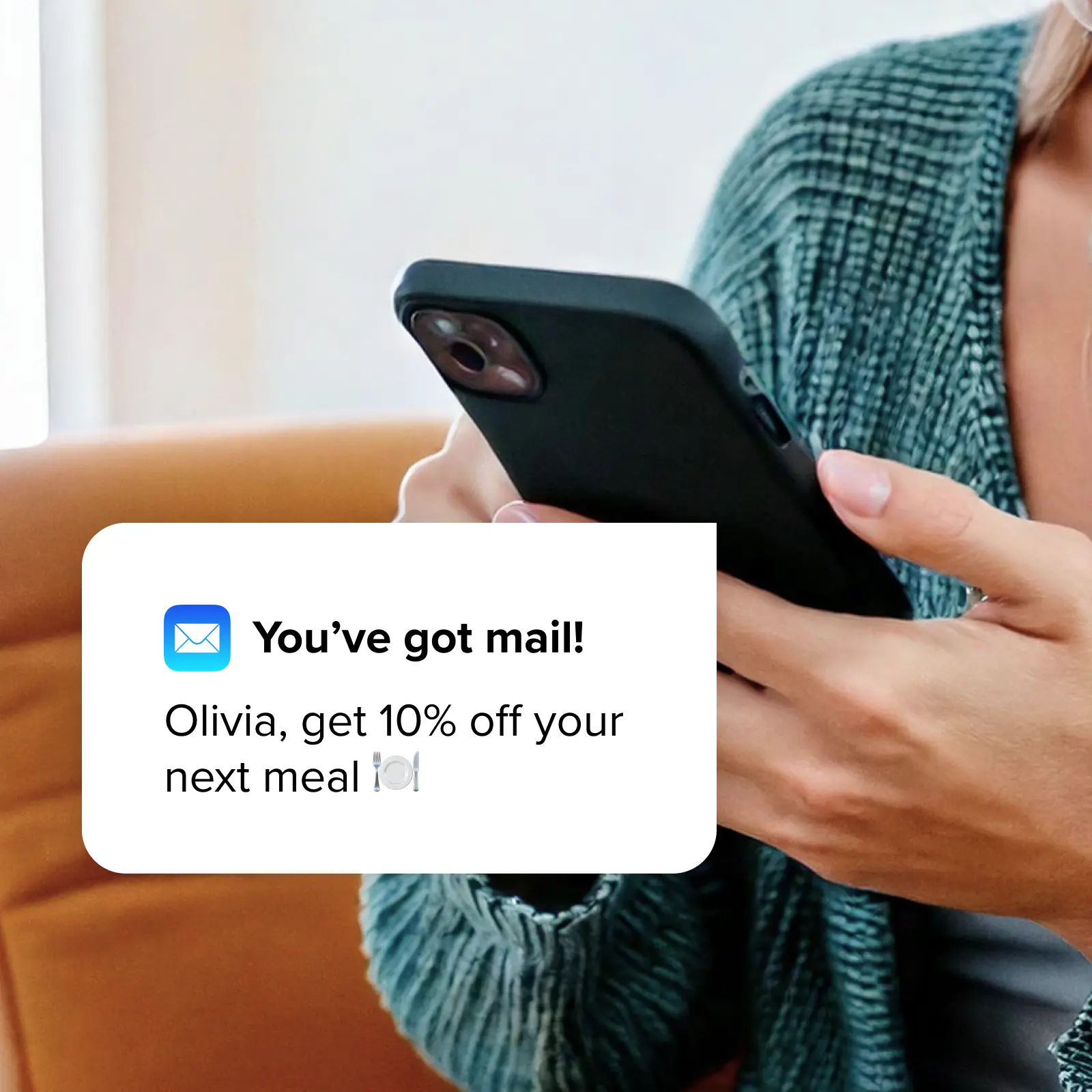 Un message de relance d’un restaurant, reçu comme notification sur un téléphone.